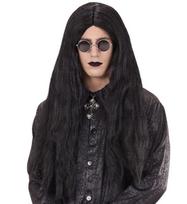 Juodas ilgas vampyro stiliaus perukas
