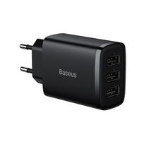 Baseus Kompaktiškas Greitas Įkroviklis, 3x USB, 17W (Juodas)