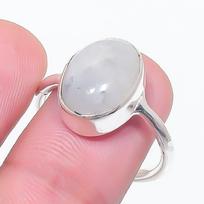 Natūralus Mėnulio akmens brangakmenis 925 svarų sterlingų sidabro žiedas Dydis 7.5 c2Y22