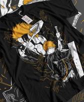 Bleach Ichigo marškinėliai Kurosaki Mėnulis Kawai Anime Manga Juodi marškinėliai Tee VISI DYDŽIAI 2XL