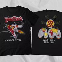 JUDAS PRIEST 1981 Pasaulinis Blitz Turas Juodi Dvipusiai Marškinėliai 3XL