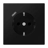 JUNG Lizdas SCHUKO juodas matinis su USB-C 2A/3A, 16A 250V (LS Serija)