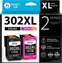 "Smart Ink" atkurtos rašalo kasetės, skirtos HP 302 XL 302XL 2 juodos ir spalvotos pakuotės HP Envy 4525 4520 OfficeJet 3831 5230 3830 3833 4650 5220 DeskJet 3630 1110 2130 spausdintuvui