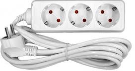 Prailgintuvas 3Lizdu5m3x1mm Baltas su įžeminimu
