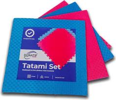 DONATIF "Tatami" gimnastikos kilimėlis - Dėlionių kilimėlis 4 pakuotės 100 x 100 x 4 cm - EVA grindų danga - Fitneso kilimėlis - Grindys prieš Raumą (raudona/mėlyna)