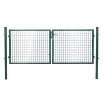 Dvigubi vartai 4m x 1.5m Žali su spyna ir rankenomis
