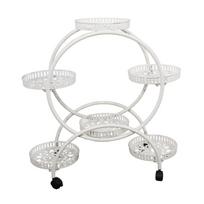 Gėlių vazonų stovas Metalinis 6 vietų Baltas 82x29x94cm