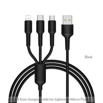 USB įkrovimo laidas su jungtimis Type C, Micro USB, Lightning