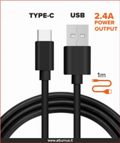 USB įkrovimo laidas su Type-C 2,4A 1m