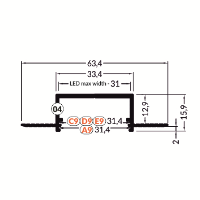 LED juostos profilis ACDE VARIO30-04 Baltas, 3m