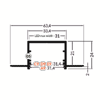 LED juostos profilis ACDE VARIO30-05 anoduotas aliuminis 2m