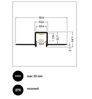 LED juostos profilis HIDE10 C4 Anoduotas aliuminis 3m