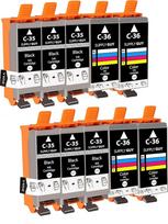 Tiekimas Guy 10 spausdintuvų kasetės, suderinamos su Canon PGI-35 CLI-36, skirtos Pixma IP100 IP110 IP110 + baterija IP110 serijos MINI260 TR150 IP100v IP110 baterija 260 MINI