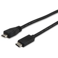 Equip - USB-Kabel - Micro-USB Typ B (M) zu 24 pin USB-C (M) - USB2.0 - 3 A - 1,0m - geformt - Schwarz (12888407)