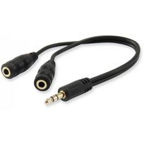Equip Life Audio Split Cable - Audio-Splitter - 4-poliger Mini-Stecker männlich zu 4-poliger Mini-Stecker weiblich - 13cm - Schwarz (147941)