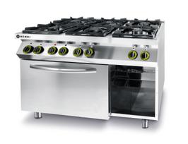 Dujinė viryklė Kitchen Line, 6 degikliai, su konvekcine orkaite GN 1/1, HENDI, Kitchen Line, 230V/3000W, 28,5kW, 1200x722x(H)900mm