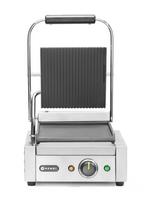 Vienpusis kontaktinis grilis, HENDI, rifliuotas viršus ir lygi apačia, 230V/1800W, 310x375x(H)216mm