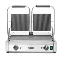 Dvigubas kontaktinis grilis, HENDI, rifliuotas viršus ir lygi apačia, 230V/3600W, 570x375x(H)216mm