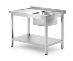 Stalas su kriaukle ir lentyna – susukamas varžtais, gylis 700 mm, HENDI, Profi Line, Dešinės pusės, 1000x700x(H)850mm