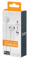 E130 pusiau į ausis įdedamos ausinės STREETZ, atsiliepimo mygtukas, 3.5mm, mokrofonas, baltos / E130-WHT / 6612089