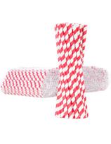 BIO ekologiški popieriniai šiaudeliai PAPER STRAWS storio 8/205mm - balti ir raudoni 500vnt.
