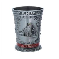 Sidabro spalvos metalinis stikliukas "Lietuva"