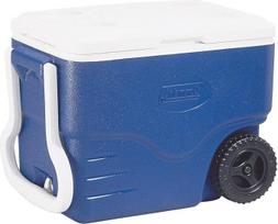 "Coleman" pasyvaus šaldymo dėžė 40 QT, našumo aušintuvas ant ratukų, 37,5 l talpos termoboxas, mobili ledo dėžė su ratukais