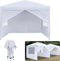 "Froadp Gazebos" 3 x 3 m sulankstoma pavėsinė "Pop-Up Party Tent" vandeniui atspari palapinė su šoninėmis plokštėmis ir krepšiu UV apsauga "Marquee Garden Tent" lauko pikniko vakarėliui, stovyklavietei Balta