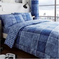 "Gaveno Cavailia" prabangus DENIM CHECK lovos komplektas su antklodės užvalkalu ir pagalvės užvalkalu, poliesteris-medvilnė, mėlynas, dvivietis