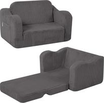 "MeMoreCool Cord" vaikiška sofa, vaikiška kėdė su atlošu, kūdikių poilsio sofa, mini sofa, skirta minkštam vaikų kambario kampui, išskleidžiama sofa 1-3 metų berniukams ir mergaitėms, antracito spalvos