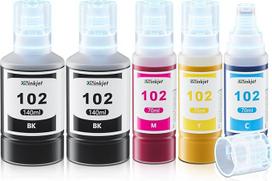 "Osinkjet" rašalas 102 Multipack suderinamas su "Epson Ecotank" ET-2850 ET-4750 ET-4850 ET-2750 ET-3750 ET-3750 ET-3850 ET-4856 ET-15000 ET-2700 ET-3700, spausdintuvo kasetės 102 (2C, juoda M, M, M, M, M, M,