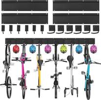"Sinoer Bicycle Bike Wall Mount Rack" dviračių sieninis laikiklis 6 dviračiams 6 šalmams 6 įrankių laikymo kabliai garažui ar namams Vertikalus dviračių kablys (vidinis plotis 90 mm) - 4 bėgiai