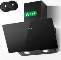 "TopStrong" gartraukis 60 cm, A+++, 400 m³/h ištraukiamasis gaubtas, sieninis gaubtas su aktyviosios anglies filtru, tylus gaubtas su LED apšvietimu, 3 lygiai + "Booster" jutiklinis ekranas, juodas stiklas