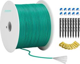 200 m universalus ribinis kabelis, skirtas robotams vejapjovėms - "Headley Tools" ribinis laidas, kuriame yra 50 x kaiščiai + 10 x kabelio jungtys + 9 x titano peiliai, suderinamas su "Gardena/Husqvarna/Worx