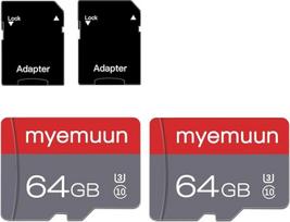 Dvi atminties kortelės Micro SD kortelė 64GB su SD adapteriu, C10, UHS-1, A1, Microsd, TF kortelė