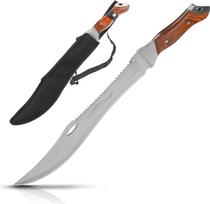 KOSxBO® Didelė mačetė su pjūklu - JAV krokodilo Dundee peilis - 44,7 cm ilgio - išgyvenimo - laisvalaikio peilis - lauko - medžioklės - mačetės, rudai sidabrinė