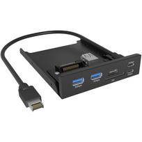 ICY BOX IB-HUB1419-i3 Frontplatte f. 3.5 Einschub mit USB Type-C/Type-A Hub und Kartenleser (61169)