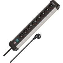 Premium-Alu-Line Steckdosenleiste 8-fach (schwarz/aluminium, 3 Meter Kabel, mit Sicherheitsschalter)