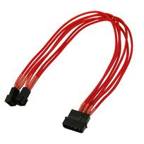 Nanoxia 4-Pin Molex auf 2 x 3-Pin Adapter - Spannungsversorgungs-Verlängerungskabel - Molex, 4-polig - 2 x Molex, 3-polig - Rot - 30cm - Einzelsleeve (900300015)