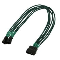 Nanoxia 4-Pin Molex auf 2 x 3-Pin Adapter - Spannungsversorgungs-Verlängerungskabel - Molex, 4-polig Stecker - 2 x Molex, 3-polig - grün- 30 cm