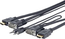 VivoLink Pro - HDMI-Kabel - HD-15 (VGA), Stereo Mini-Klinkenstecker, HDMI männlich zu HD-15 (VGA), Stereo Mini-Klinkenstecker, HDMI männlich - 3 m (PROVGAHDMIFLY3)