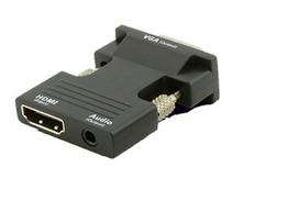 MicroConnect - HDMI-Adapter - HDMI weiblich zu HD-15 (VGA), Stereo Mini-Klinkenstecker - Schwarz - Daumenschrauben