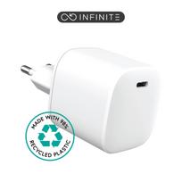 eSTUFF INFINITE - Netzteil - GaN, 100 % recycelter Kunststoff - 45 Watt - 3 A - Apple Fast Charge, PD 3,0, QC 3.0 (24 pin USB-C) - weiß (ES637045)