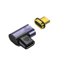 MicroConnect - USB-Adapter - 24 pin USB-C (M) magnetisch zu 24 pin USB-C (W) gewinkelt - USB4 Gen2x2 - Schwarz, Silber (MC-USB4CCMF-MAGNETIC)