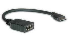 ROLINE HDMI High Speed Kabel mit Ethernet, HDMI BU - Mini HDMI ST 0,15m (11.04.5586)