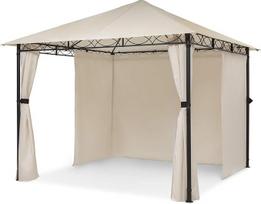"Blumfeldt Mondo Pergola Party Tent Garden Tent Gazebo", dydis: 2,95 x 2,6 x 2,95 m (plotis x aukštis x gylis), 4 šoniniai skydai, EasyMount koncepcija, apsauga nuo oro sąlygų: Apsauga nuo UV spindulių / vėjo / lietaus, smėlio spalvos