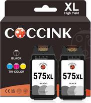 COCCINK PG-575 XL atkurtos rašalo kasetės, skirtos "Canon 575XL" (2 juodos spalvos), skirtos "Pixma TS3550i" TS3551i TR4750i TR4751i spausdintuvui