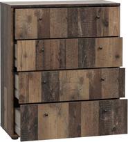 FORTE Tempra 2 komoda su 4 stalčiais, inžinerinė mediena, senovinis medžio stilius, 73,7 x 85,5 x 34,8 cm (plotis x aukštis x gylis)