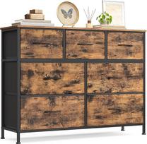 SONGMICS komoda spintelė 7 audinių stalčiai saugojimo spinta plieno MDF neaustinių audinių miegamasis prieškambaris gyvenamasis kambarys derliaus ruda rašalas juoda LGS323BH04