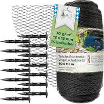 TTL Garden 10 x 10 m tinklas tvenkiniams, apsauginis tinklas nuo paukščių, juodas, 30 g/m² - 12 x 12 mm, tankus tinklas, tvirtas HDPE tinklas baseinams, tinklas vaismedžiams, sodo tinklas, tinklas paukščiams atbaidyti, atsparus plyšimui, tempiamas, tvirta